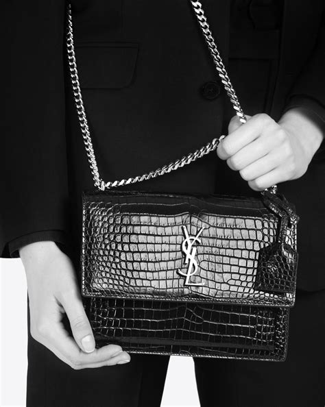 ysl shoulder bag croc|SUNSET MEDIUM IN CROCODILE.